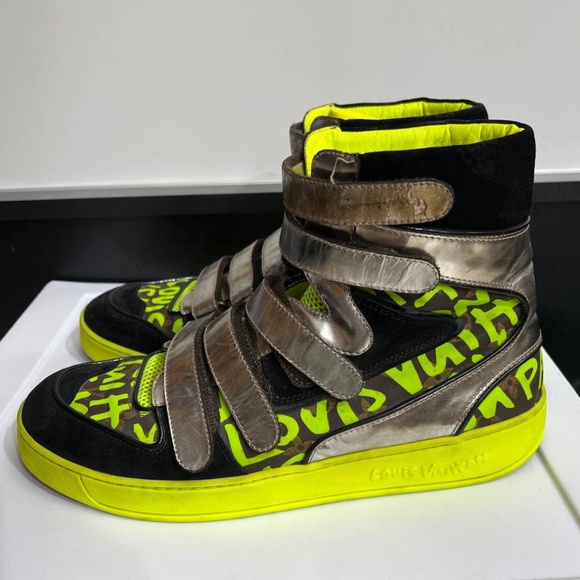 Louis Vuitton Stephen Sprouse GRAFFITI SNEAKERS High top Size 10 US Spellout - Picture 2 of 12